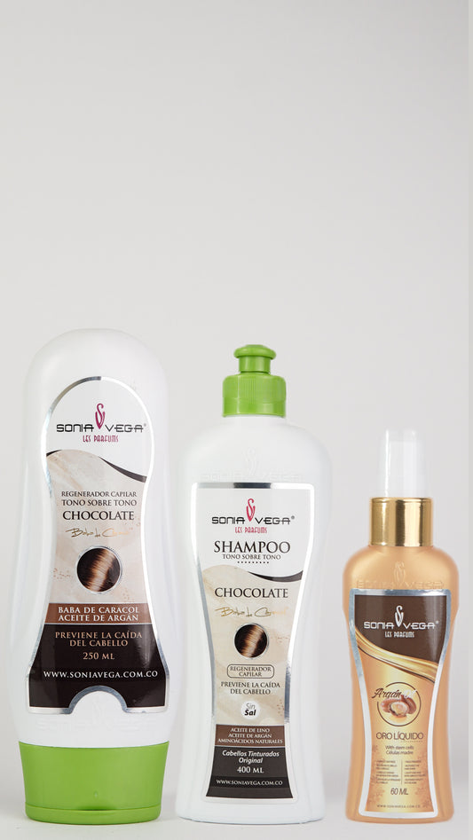 Matizante chocolate + Shampoo chocolate obsequiamos un aceite de Argan
