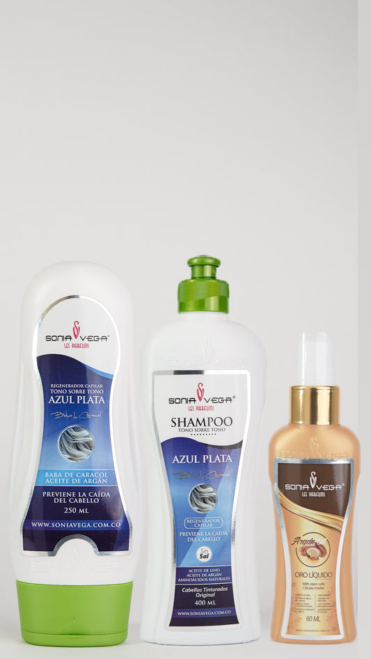 Matizante Azul + Shampoo Azul obsequiamos un aceite de Argan