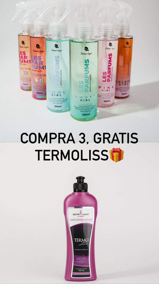 Compra 3 perfumes y obtienes gratis un termoliss